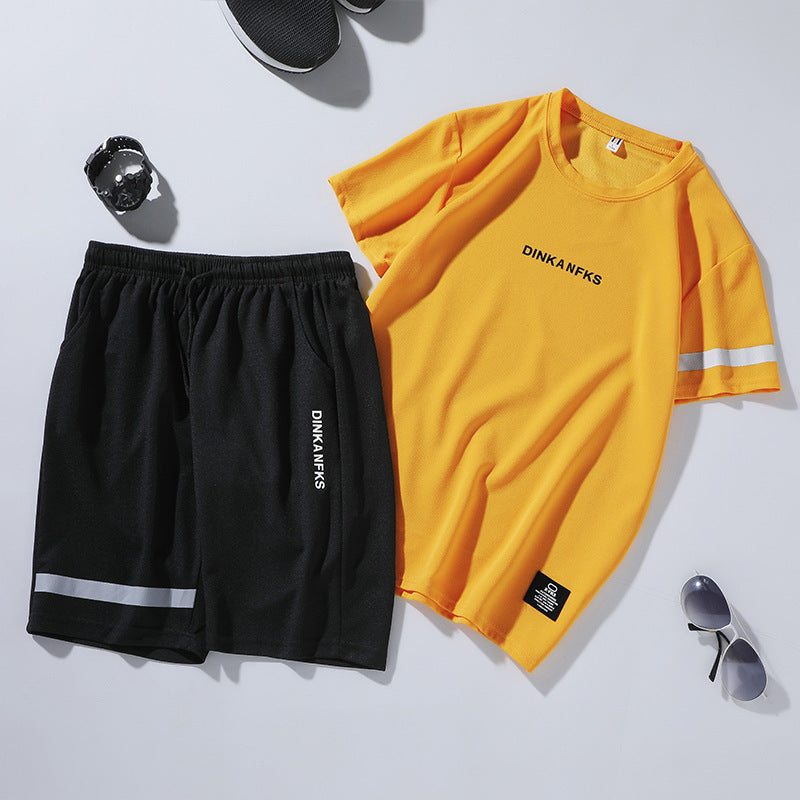 Men's Two-Piece Sportswear: Running T-Shirt and Shorts.