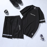 Men's Two-Piece Sportswear: Running T-Shirt and Shorts.